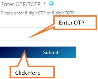click on submit button after entering OTP