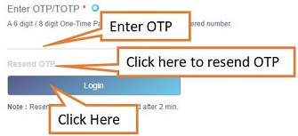 enter OTP received on mobile