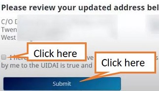 review you updated address and click on submit button