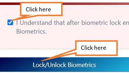 click on lock/unlock Biometric