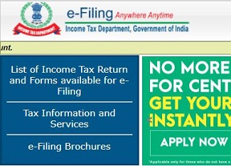 home page of income tax India